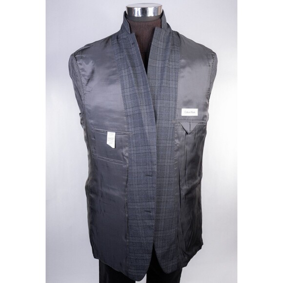 Calvin Klein Mens Two Button Plaid Blazer Wool Sport Coat Jacket Size 42XL - Picture 9 of 13